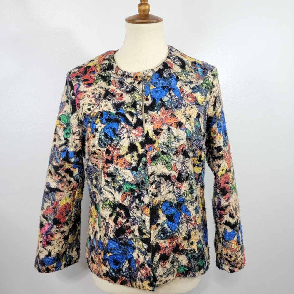 Peck & Peck Autumn Days Butterfly Jacquard Blazer Jacket